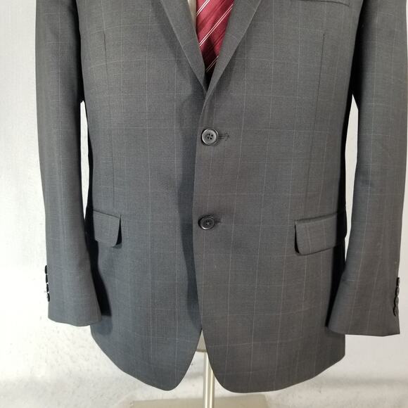 Michael Strahan suit men's 46R black window pane Wool Blend Pants 46x28 - Picture 4 of 11